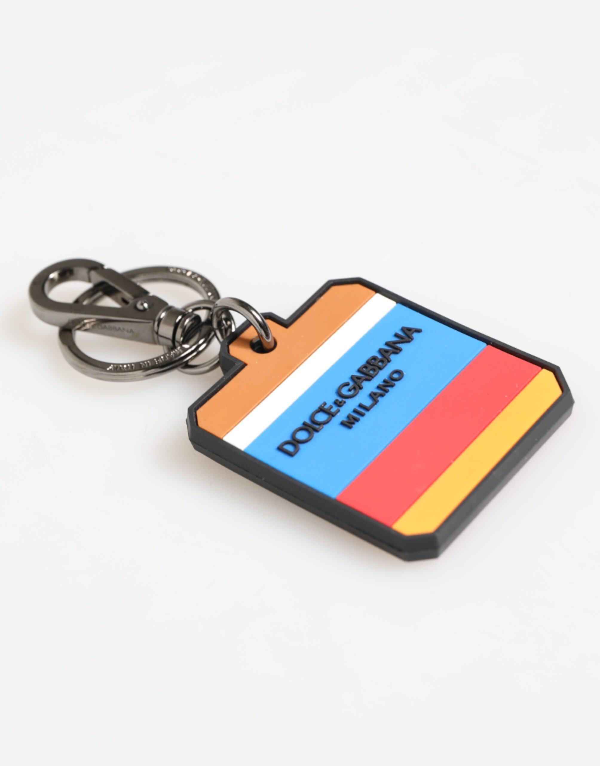 Брелок Dolce & Gabbana Multicolor DG Rubber Logo Silver Мужской Брелок для ключей