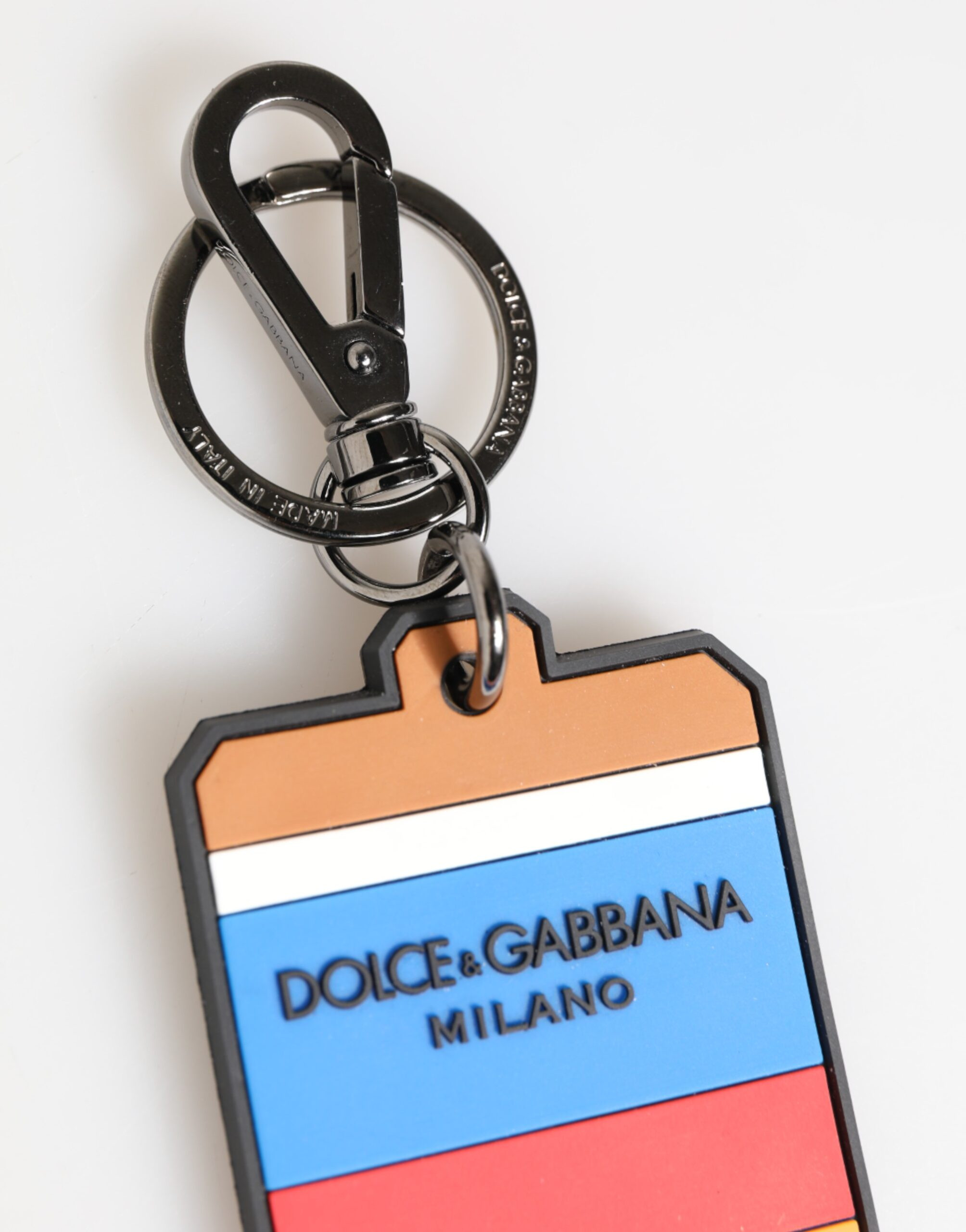 Брелок Dolce & Gabbana Multicolor DG Rubber Logo Silver Мужской Брелок для ключей