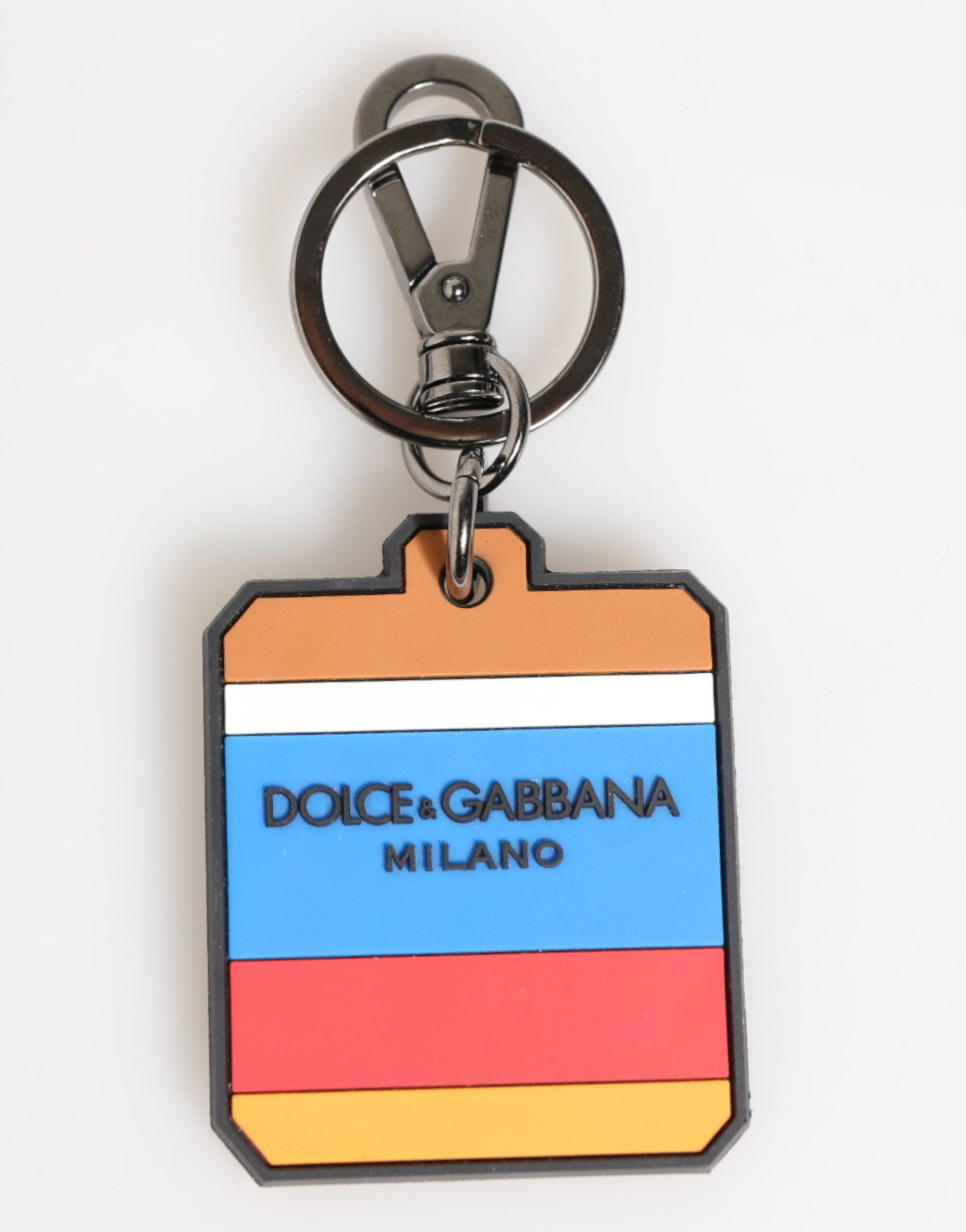 Брелок Dolce & Gabbana Multicolor DG Rubber Logo Silver Мужской Брелок для ключей