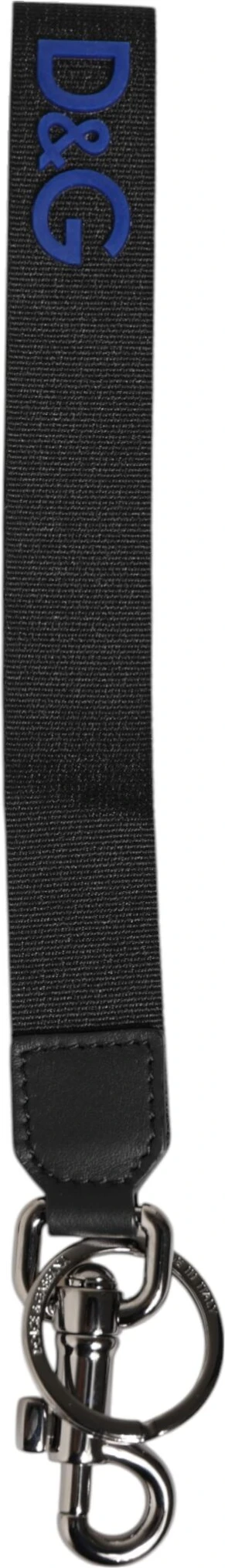 Держатель для ключей Dolce & Gabbana Черный Синий Логотип DG Полиэстер Латунный Держатель