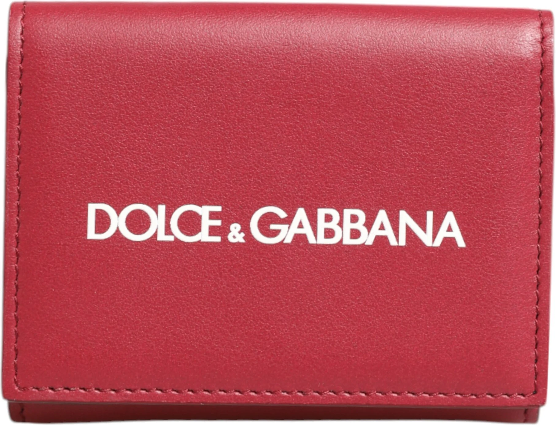 Кошелек Dolce & Gabbana Красная Кожа Смелый Принт с Логотипом Тройного Сгиба Держатель для Карт
