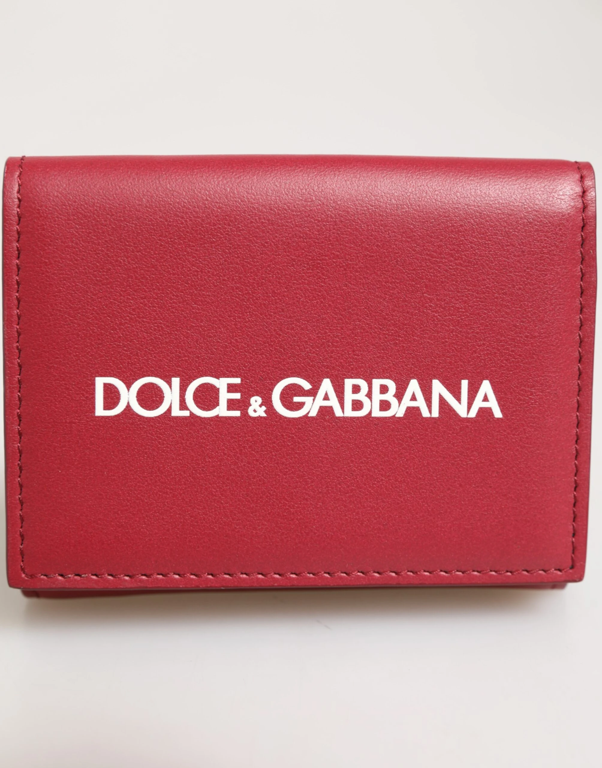 Кошелек Dolce & Gabbana Красная Кожа Смелый Принт с Логотипом Тройного Сгиба Держатель для Карт