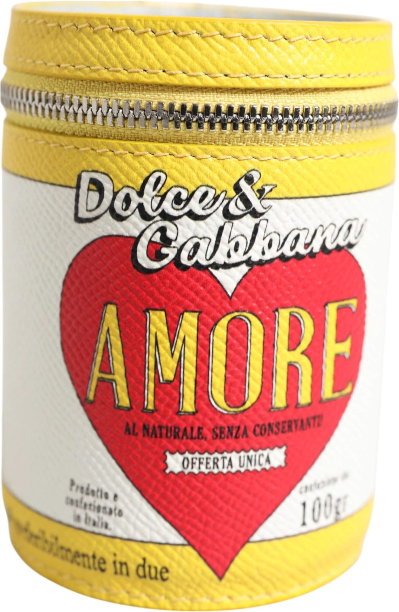 Брелок-аксессуар Dolce & Gabbana Amore из натуральной кожи, желтый, чехол для монет, брелок