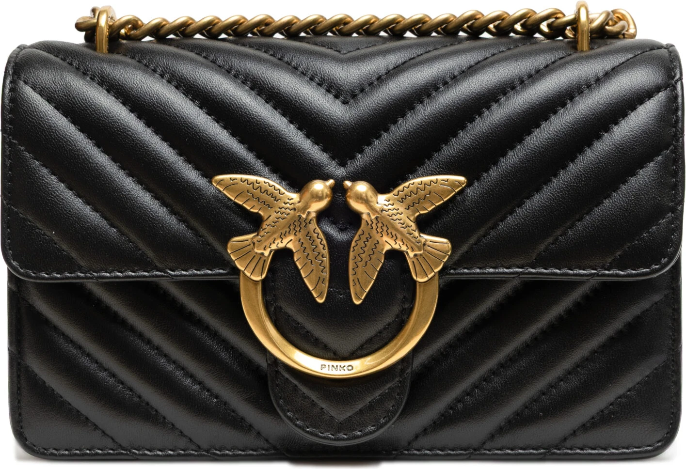 Сумка через плечо Pinko Черная Кожаная Love One Mini
