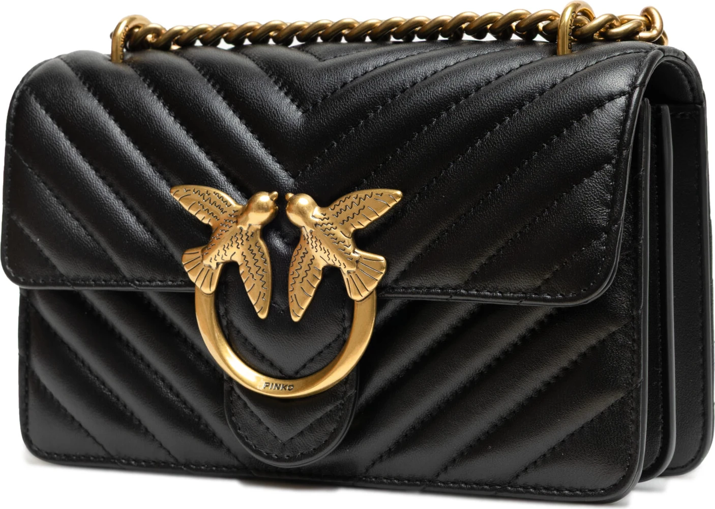Сумка через плечо Pinko Черная Кожаная Love One Mini