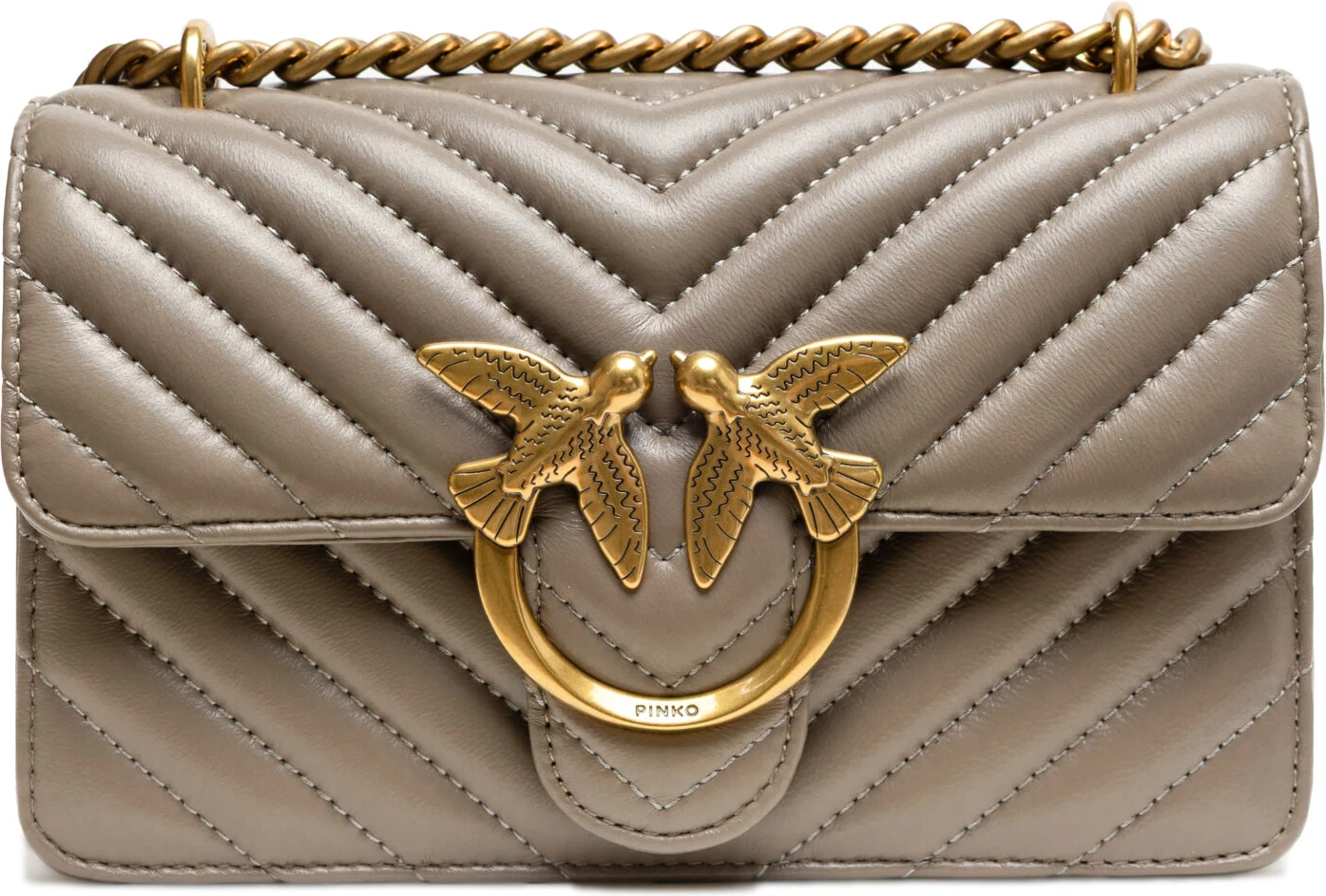 Сумка через плечо Pinko Grey Leather Love One Mini