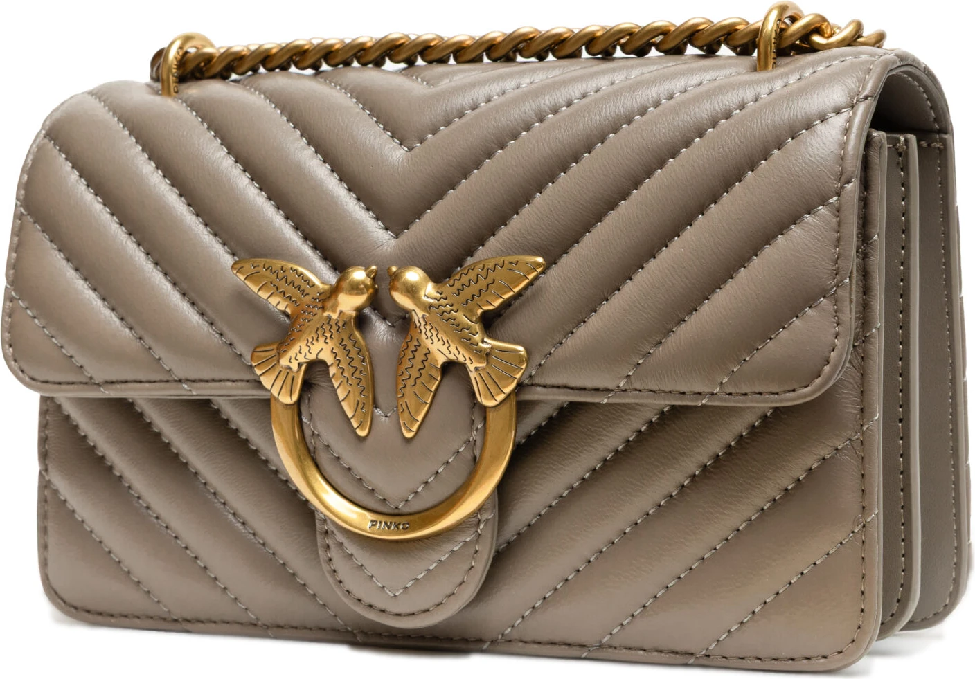 Сумка через плечо Pinko Grey Leather Love One Mini