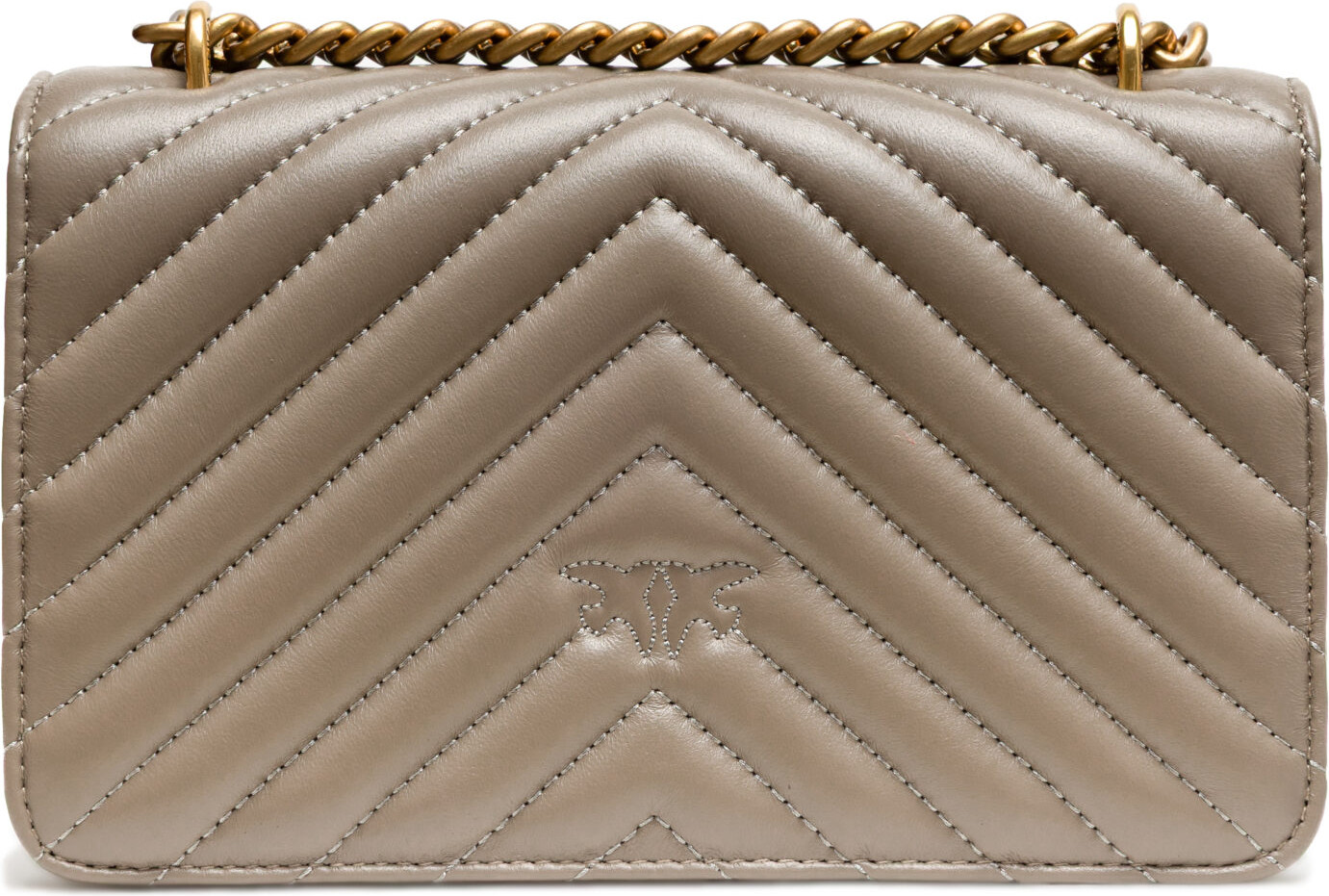 Сумка через плечо Pinko Grey Leather Love One Mini