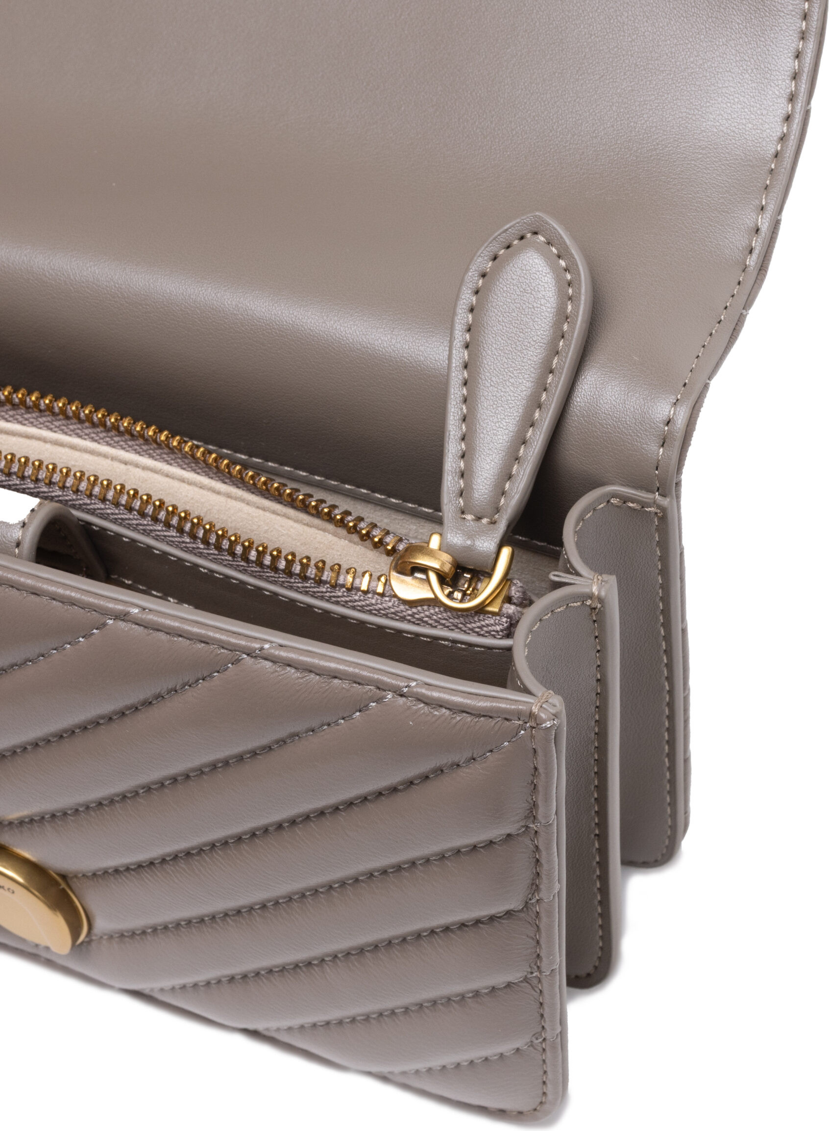 Сумка через плечо Pinko Grey Leather Love One Mini