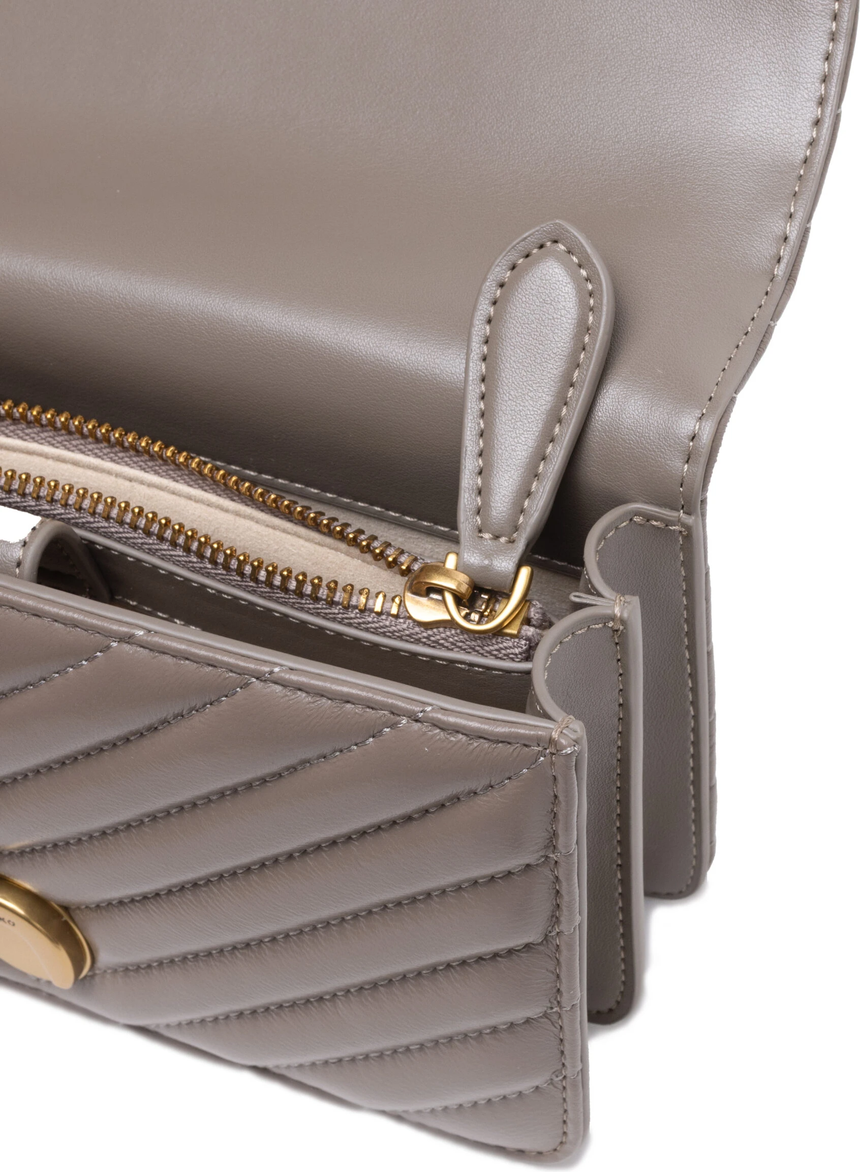 Сумка через плечо Pinko Grey Leather Love One Mini