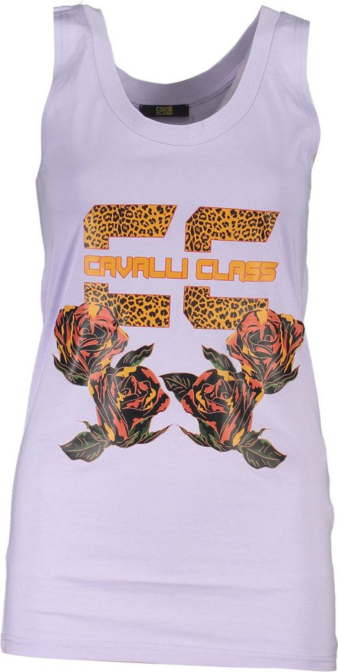 Purple Cotton Tank Top cavalli CLASS