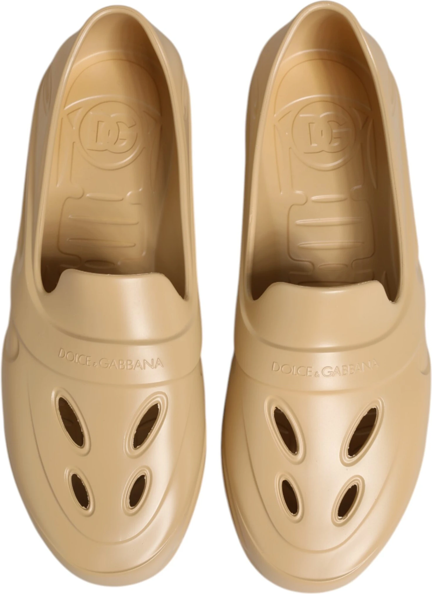 Низкие кроссовки-слипоны, бежевые резиновые шлепанцы Dolce & Gabbana