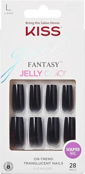 Искусственные ногти Kiss The Sky Jelly Gelée Черный Длинная Квадратная Форма
