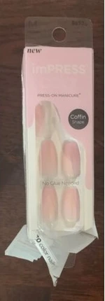 Artificial Nails Impress Press-On Manicure Color Nails Coffin Shape Pink Dream