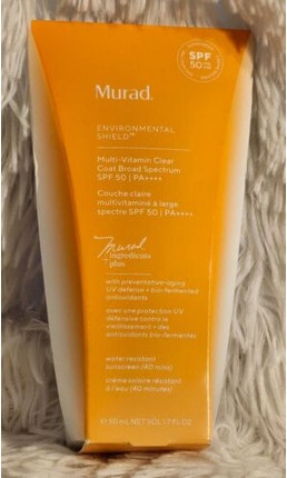 Широкий спектр SPF50 Защита от солнца для лица Murad Environmental Shield Multi-Vitamin Clear Coat