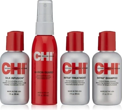 Набор для ухода за волосами Chi Travel Set Шампунь Кондиционер Silk Infusion Спрей для защиты от термического воздействия