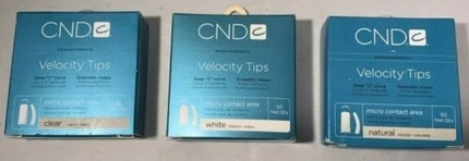 Наконечники для искусственных ногтей Cnd Velocity Tips White 50 Штук Глубокий С-Изгиб