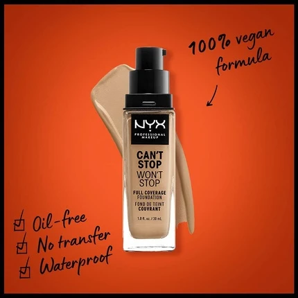 Тональная основа с полным покрытием NYX Professional Makeup Can't Stop Won't Stop