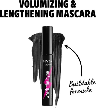 Тушь для ресниц NYX Professional Makeup Worth the Hype Увеличивающая объем и удлиняющая