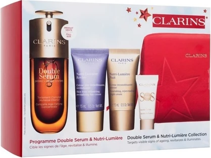 Наборы по уходу за лицом Clarins Double Serum и коллекция Nutri-Lumiere