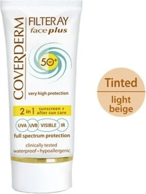 Тонирующий солнцезащитный крем и средство после загара Coverderm Coverderm Face Plus SPF50+