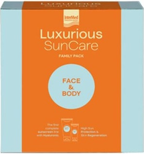 Набор для защиты от солнца Luxurious Sun Care Luxurious Intermed Luxurious Sun Care Семейная упаковка - Солнцезащитный крем для лица SPF 50 75 мл + Солнцезащитный крем для тела SPF 30 200 мл