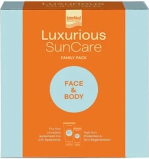 Набор для защиты от солнца Luxurious Sun Care Luxurious Intermed Luxurious Sun Care Семейная упаковка - Солнцезащитный крем для лица SPF 50 75 мл + Солнцезащитный крем для тела SPF 30 200 мл