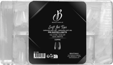 Искусственные типсы для ногтей Beautynails Soft Gel Coffin предварительно зашлифованные и матовые