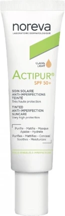 Солнцезащитное средство для лица Noreva Actipur против несовершенств SPF 50+ Светлый оттенок