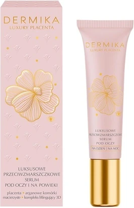 Сыворотка для глаз Dermika Placenta Luxury Антивозрастная сыворотка для кожи вокруг глаз и век для дня и ночи