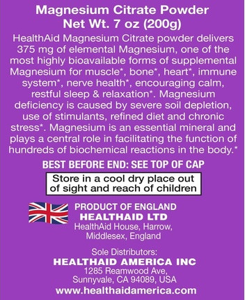 Порошок цитрата магния Health Aid
