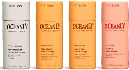Набор для ухода за кожей лица Attitude Oceanly Сияющая кожа Ежедневный уход за кожей в коробке Твердые батончики для путешествий
