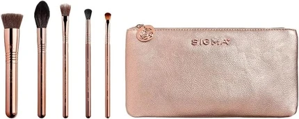 Набор кистей Sigma Beauty Iconic Rose Gold Brush Set 5 кистей для макияжа и косметичка