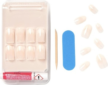 Artificial Nails Kiss Salon Acrylic Nude French Nails Beige 28 Pieces