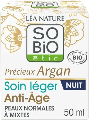 Ночной крем Sobio Etic LÉA NATURE SO BiO étic Легкий ночной уход против старения с ценным маслом арганы