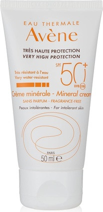 Физический солнцезащитный крем Eau de Protection Solaire Avene SPF 50 для чувствительной кожи