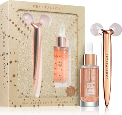 Набор для массажа лица Crystalove Golden Rose Quartz 3D Lift & Sculpt Set