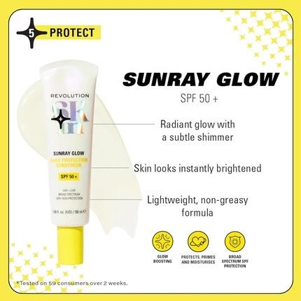 Солнцезащитный крем Revolution Sunray Glow Ежедневная Защита SPF 50 Легкая Текстура