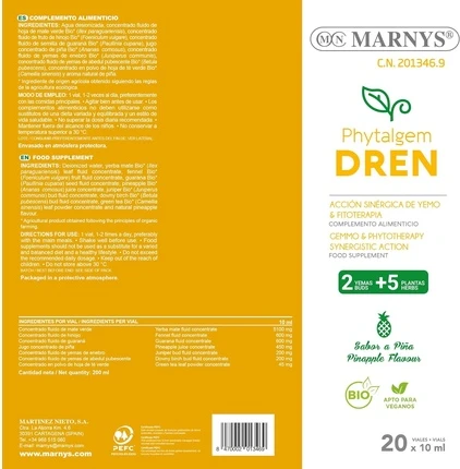 Бутылочки для однократного применения Marny's Phytalgem Dren Balance Fluids Ключ к хорошему самочувствию