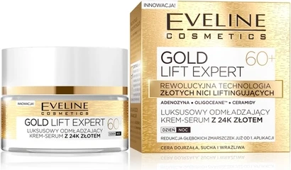 Cream-Serum Eveline Cosmetics Gold Lift Expert 60+ Luxury Rejuvenating Cream-Serum With 24k Gold Day/Night
