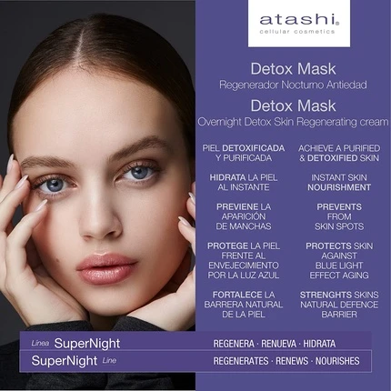 Маска Atashi Supernight Detox Маска Очищает, Детоксицирует и Увлажняет Уставшую Кожу