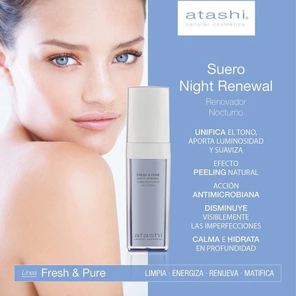 Сыворотка Atashi Fresh & Pure Ночное Обновление с Экстрактом Цветка и Ниацинамидом