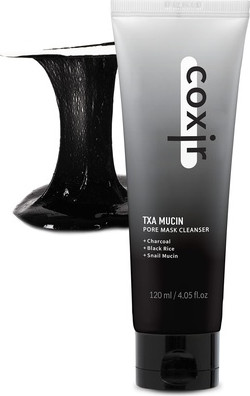 Очищающая пенка Coxir Txa Mucin Pore Mask Cleanser с транексамовой кислотой, древесным углем и черным рисом
