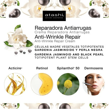 Восстанавливающий крем Atashi Atashi Anti-Aging против морщин Корректирует глубокие морщины Естественный эффект ботокса и Антистресс