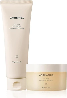 Очищающий крем Aromatica AROMATICA Очищающее средство с чайным деревом + Очищающий щербет с апельсином