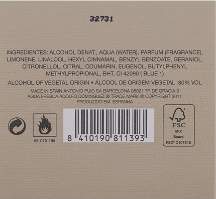 Eau De Toilette Adolfo Dominguez Agua Fresca Hombre