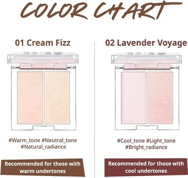 Хайлайтер-дуэт Clio Prism Highlighter Duo Shade Highlight Palette Продукт для лица 01 Cream Fizz