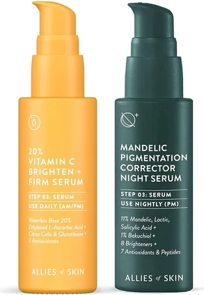 Комплект сывороток с витаминами Allies of Skin Комплект сывороток с витаминами Mandelic Pigmentation Corrector Night Serum 20% Vitamin C Brighten + Firm Serum