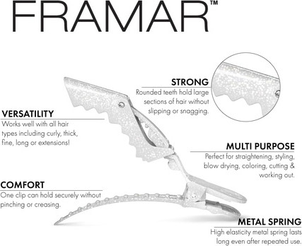 Зажимы Framar Glitter Crocodile для разделения волос