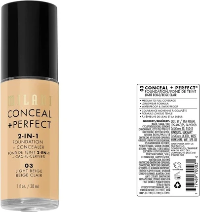 Тональная основа Milani Conceal + Perfect 2-В-1 Тональная основа + Консилер